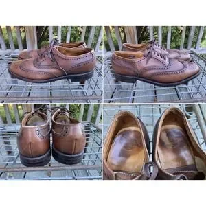 Size 8.5C Florsheim Wingtip Leather Dress Shoes Vintage 60s Vintage Florsheim 30353 Wingtip Oxford 11 Shell Burgundy  main image 4
